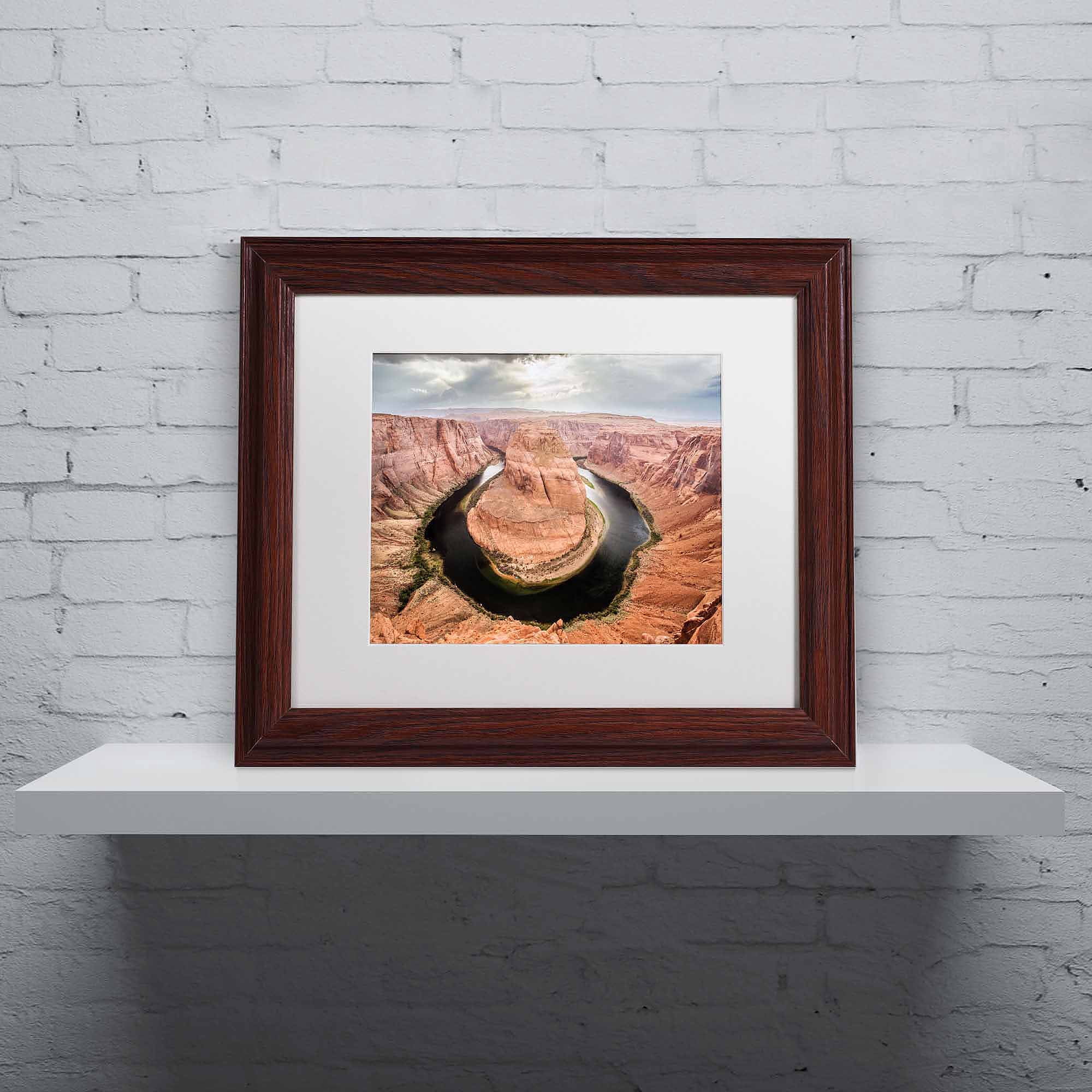 Trademark Fine Art "Horseshoe Bend" Canvas Art by Pierre Leclerc, White Matte/Wood Frame