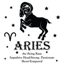 Aries - Astrological Sign Decor - 20" x 20" DIY Stick And Peel Vinyl Adhesive Home Wall Decal Decoration Sticker Black | The Flying Ram Impulsive Head - Strong Passionate Short - Tempered