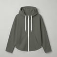 thumbnail image 7 of DJDLJWCJ Women's Full Zip Hoodies Loose Fit Long Sleeve Hoodie Sweatshirts Solid Color Lightweight Hooded Jacket Gray Size M, 7 of 7