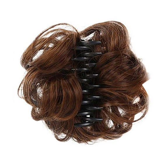 Mozhitti Messy Bun Hairpiece Wavy Curly Messy Hair Bun Extensions For Women Girls Light Brown 52g