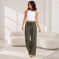 thumbnail image 5 of Wrongduck Women's Wide Leg Pants High Rise Flowy Trousers with Pockets, Wrinkle Resistant Casual Work Business Lounge Pants, 5 of 6