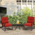 thumbnail image 2 of Incbruce Outdoor Furniture 3Pcs Patio Bistro Set, Springs Motion Chairs and Bistro Round Table Set, Metal Small Patio Conversation Set with Cushions (Red), 2 of 12