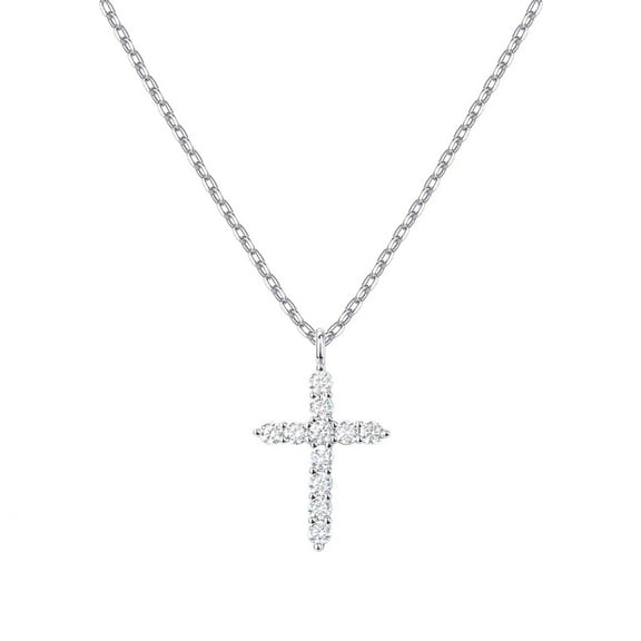 s925 sterling silver cross necklace women's cross-border hot sale light luxury niche high-end sense full diamond cross collarbone chain trend