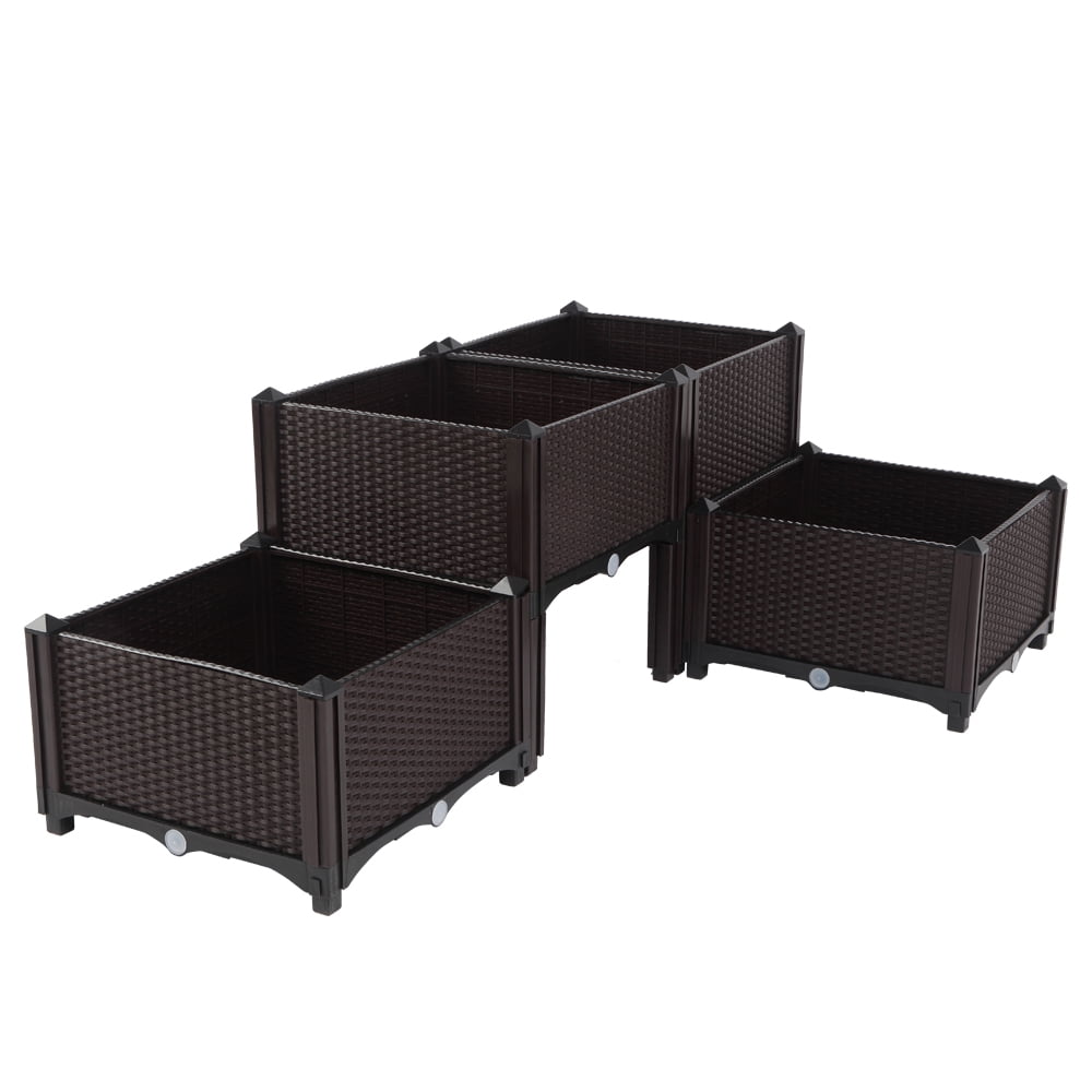4Pcs Free Splicing Injection Planting Box, Brown
