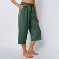 thumbnail image 5 of Women's Capri Pants - Loose Fit Wide Leg Summer Yoga Pants with Drawstring & Pockets, Casual Comfy Lounge Cropped Trousers, Soft Workout Sweatpants for Women, 5 of 8