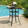 thumbnail image 3 of PetFurnishn Patio Bar Table, Outdoor Bar Height Bistro Table with 32" Tempered Glass Table Top and Powder-Coated Iron Frame for Patio, Backyard, Black, 3 of 9