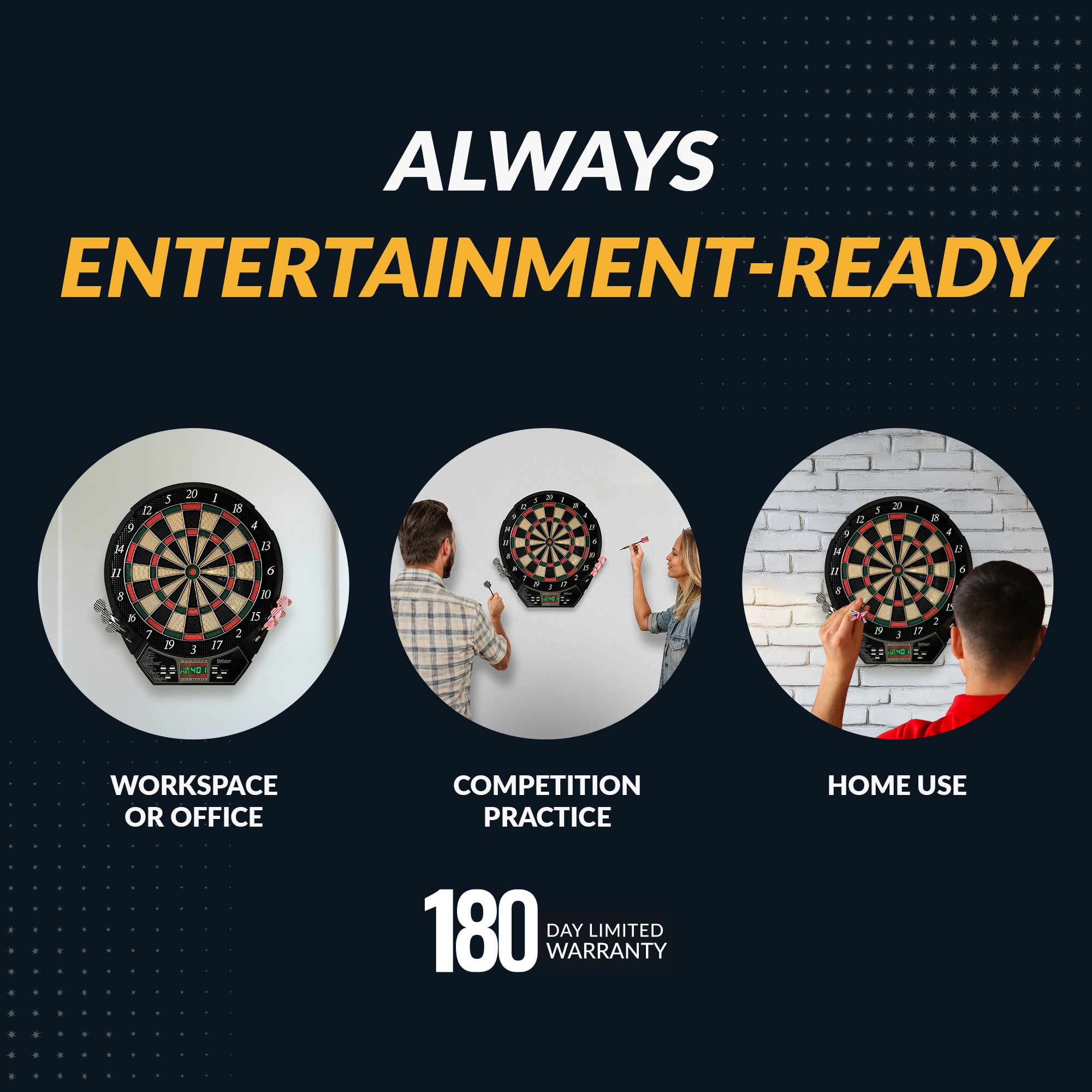 Hathaway Magnum 15.5-in Electronic Dartboard - 20 Games - Soft Tip