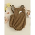 thumbnail image 3 of CIYCuIT Baby Girls Boys Corduroy Romper Overalls Duck Embroidery Sleeveless Square Neck Jumpsuit 3M 6M 9M 12M 18M Newborn Infant Cute Summer Bodysuit for Casual Daily, 3 of 9