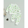 thumbnail image 2 of Bagilaanoe 2PCS Toddler Baby Girl Boy Long Pants Set Dinosaur Print Long Sleeve Sweatshirt Tops + Sweatpants 6M 12M 18M 24M 3T Kids Casual Sweatsuits, 2 of 8