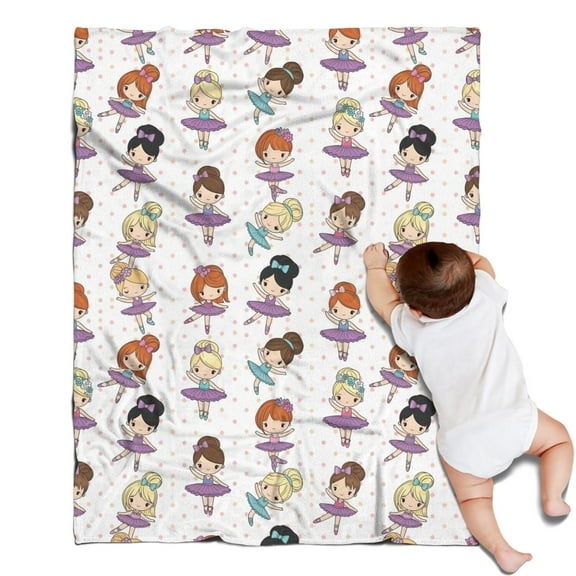 Ballet Dancer Princess Pattern Blanket,Comfortable Soft Flannel Throw Blanket,All Season,Warm Lightweight Blankets for Sofa Bed Couch Living Room Chair,30"x40"