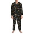 thumbnail image 3 of Naloa Wasp and Florals Men’s Pajamas Set - Long Sleeve Button Down Sleep Shirt and Pajama Bottoms Sleepwear Set-XX-Large, 3 of 7