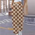 thumbnail image 2 of XFLWAM Women's Plaid Bottom Sweatpants Pockets High Waist Sporty Gym Athletic Fit Jogger Pants Lounge Trousers, 2 of 5