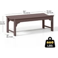 thumbnail image 3 of Outdoor Benches Weatherproof, All Weather Resistant Park Bench Poly Lumber Backless Garden Bench Seat for Entryway Front Porch, Dark Brown, 3 of 16