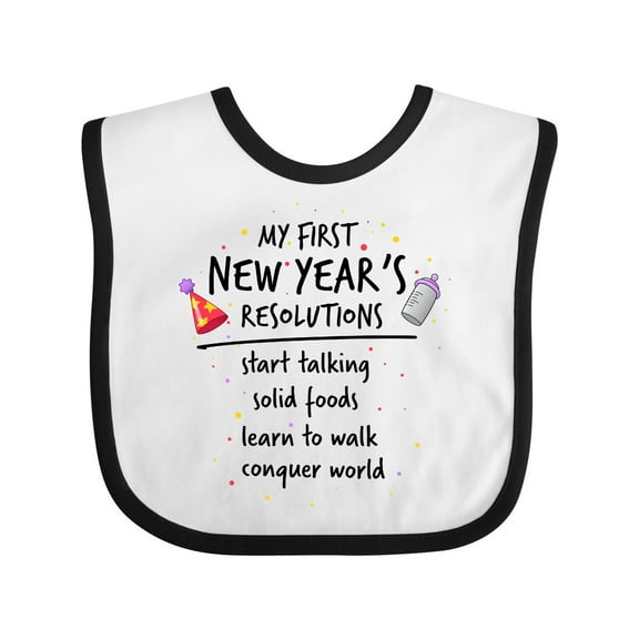 Inktastic My First New Year's Resolutions Boys or Girls Baby Bib