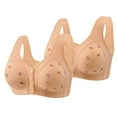 thumbnail image 1 of Kaemgyyd 2 PC Front Button Bra Front Closure Everyday Sports Bras Fashion Print Comfort Wireless Padded Sleep Bra, 1 of 2