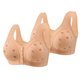 thumbnail image 1 of Karight 2-Pack Front Closure Daisy Bras for Women Comfort Wireless Full Coverage Button Front Everyday Bra for Seniors, 1 of 2