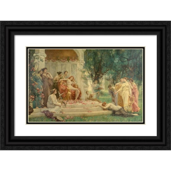 Henrietta Rae 18x13 Black Ornate Wood Framed Double Matted Museum Art Print Titled - Psyche Before the Throne of Venus (1894)