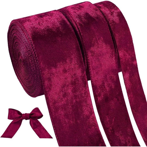 15 Yards 3 Sizes Purple Velvet Ribbons Velvet Decoration Ribbons for Gifts Wrapping Single Face Velvet Ribbons for Wreath Bow Christmas Crafts Decoration