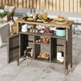 thumbnail image 2 of Uforic Patio Outdoor Buffet Sideboard Cabinet with Doors & Shelves, Wood & Wicker Storage Cabinet - Brown, 2 of 9