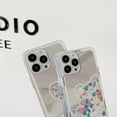 thumbnail image 3 of Mirror Makeup Bears and Hearts Phone Case, Fashion Cute Bear & Love Heart Flower Kawaii Case for Women Girls Shockproof Protection Phone Cover(Hearts,12promax), 3 of 13