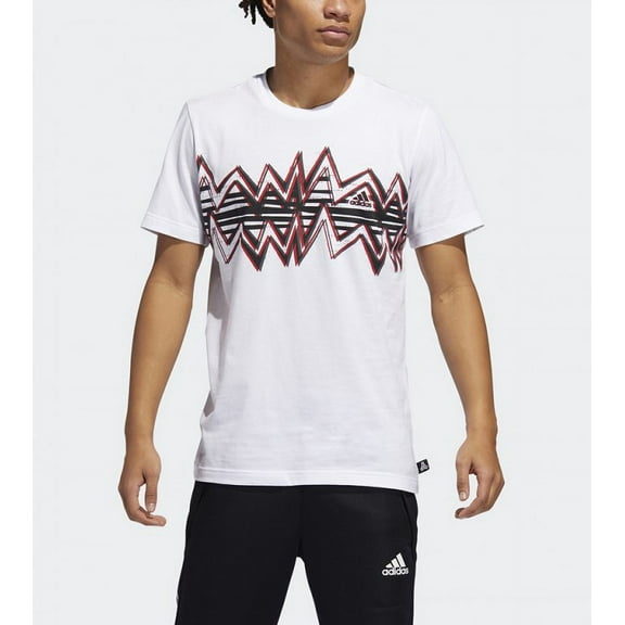 adidas Mens Tan 10 Graphic Tee,White,S