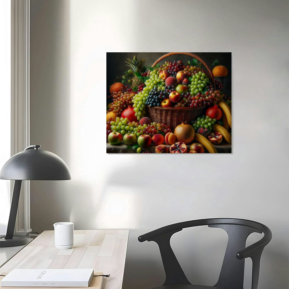 Jiayy Kitchen Canvas Wall Art Fruit Picture Various Fresh Fruits Vegetable Painting Prints for Kitchen Restaurant Dining Room Decor Framed