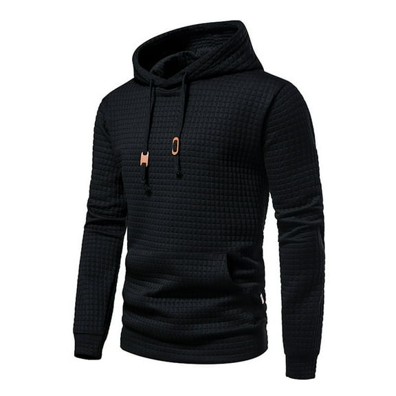 KAUOD Winter Hoodie for Men Mens Hooded Sweatshirt Casual Long Sleeve Drawstring Solid Knitted Hoodie Pullover Sweater