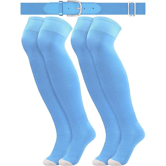 Eryueer3 Pcs Baseball Belt and Socks Combo Youth Over Knee Sock Men's Baseball Belts Stockings Softball Belt