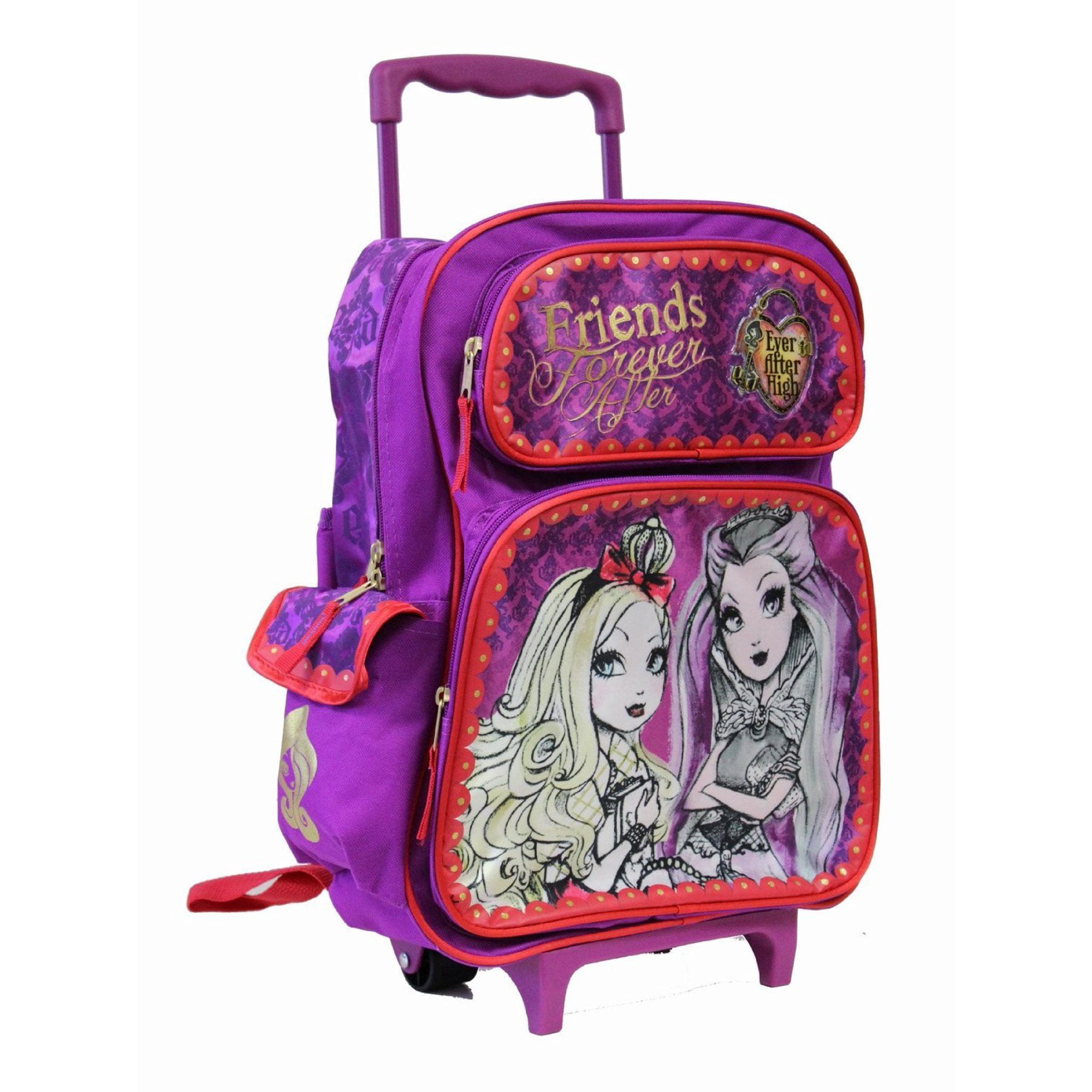 Full Size 16" Pink Ever After High Friends Forever After Rolling Backpack