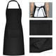 thumbnail image 2 of Paquete de 2 delantales de chef ajustables con bolsillos, delantal negro resistente al goteo, delantales de cocina para el hogar para mujeres y hombres (rojo, poliéster), 2 of 5