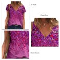 thumbnail image 4 of Camisa Floral de Manga Corta para Mujer Camiseta Floral Suelta de Moda Informal Suave con Cuello en V para Verano Rosa Rojo L, 4 of 5