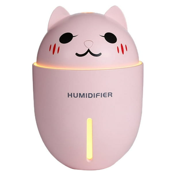 Humidificador de aire 3 en 1 de 320 ml con ventilador y luz nocturna, color rosa Rosado