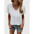 thumbnail image 5 of Women's T Shirts V Neck Casual Short Sleeve Summer Basic Tops Tees, 5 of 5
