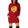 thumbnail image 1 of Vestido de sudadera corto con bolsillos con capucha y estampado de manga larga para mujer informal suelto a la moda Pompotops hdfakjf1775, 1 of 4
