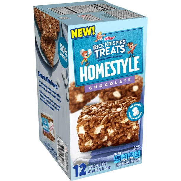 Kellogg S Rice Krispies Treats Homestyle Crispy Marshmallow Squares Chocolate Lunch Box Snack 12ct 13 96oz Walmart Com Walmart Com