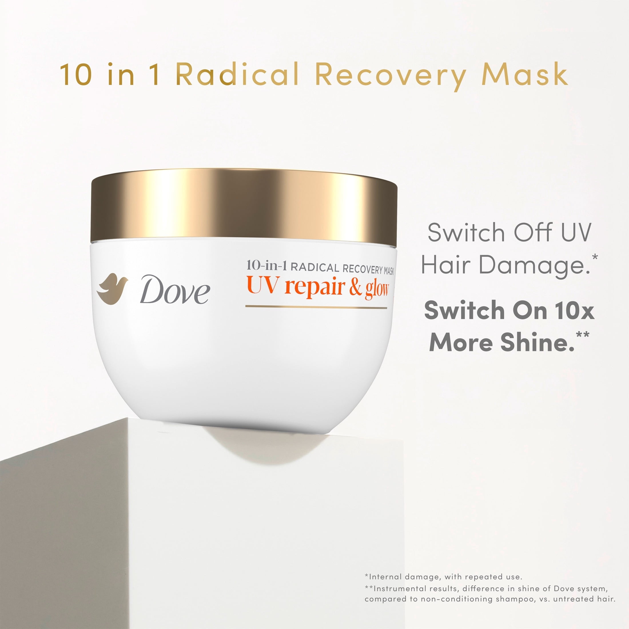 Dove Radical Recovery 10-in-1 Hair Mask Deep Recovery From 99% of UV Hair Damage UV Repair & Glow With Melting Lumi-Beads, 9.2 fl oz