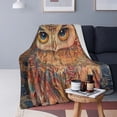 thumbnail image 7 of Colorful Mandala Owl Flannel Throw Blanket, Soft, Warm, Durable Artistic Blanket, for Bed, Couch & Travel, Machine Washable 50x40in, Striking Blue Eyes, 7 of 7