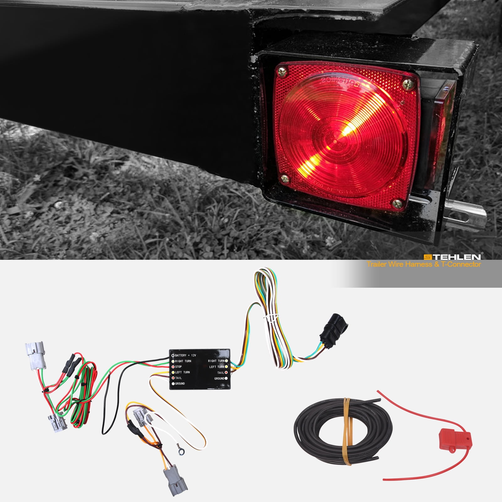 Stehlen 642167818953 Trailer Tow Hitch 4 Way Flat Wiring Harness T