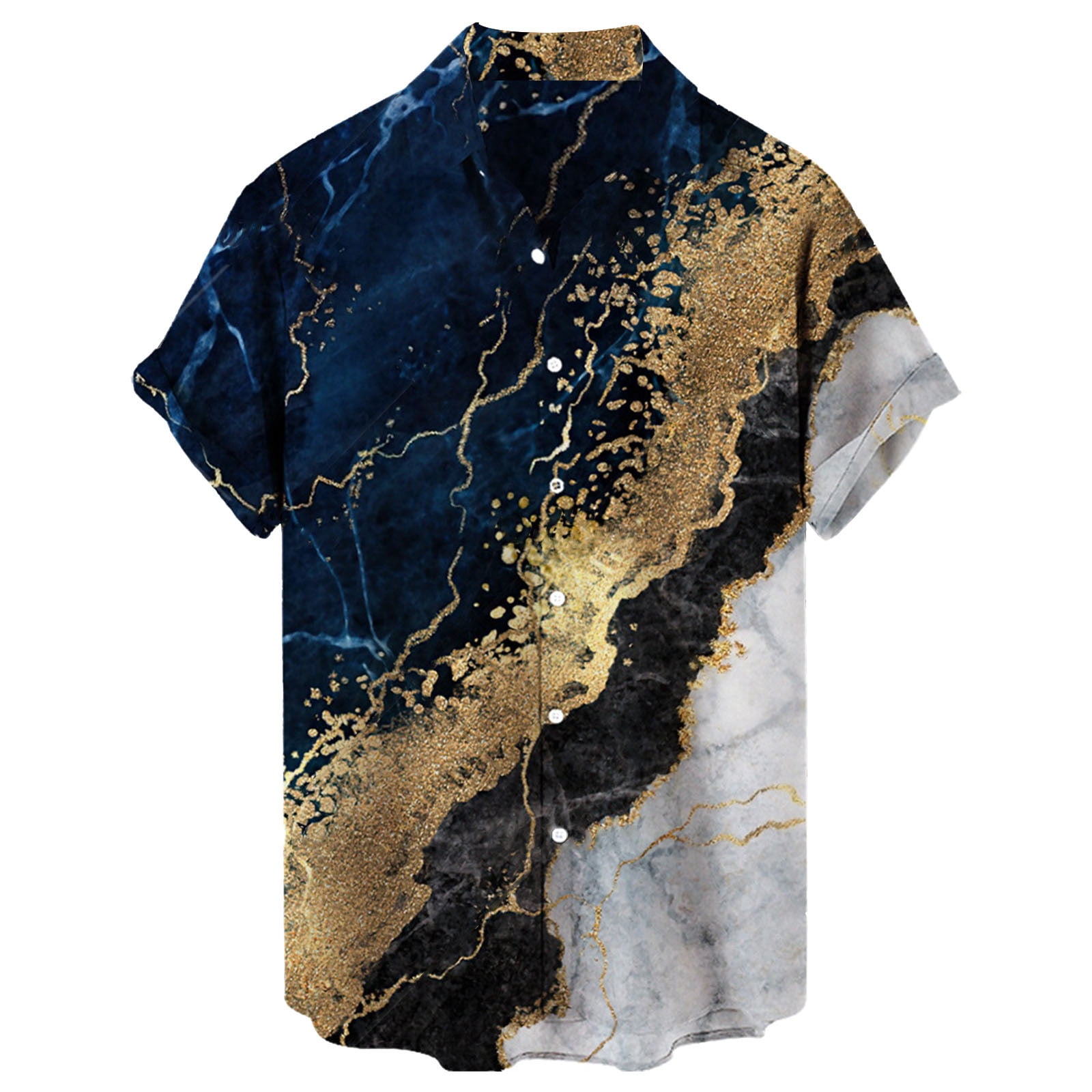 Men's Hawaiian Shirt With Venice Canal View Print - Short Sleeve Summer Beach Button Down