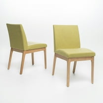 Noble House Caruso Green Tea Fabric Dining Chairs, Set of 2, Natural Oak