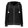 thumbnail image 6 of yoeyez Fleece Fuzzy Hoodie Women Full Zip Up Fall Lightweight Jacket with Hood Long Sleeve Soft Warm Hoodies Sweatshirts Coats Black,S, 6 of 7