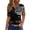 Black, variant on Women's Patriotic 250th Anniversary USA Shirt V-Neck Button American Flag Print Short Sleeve T-Shirts