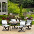 thumbnail image 4 of ARDEN 4-Pack Outdoor Patio Dining Chair Cushion, 20x44, Rain-Proof Seat Pad, Fade-Resistant Outdoor Cushion Stone Grey Cabana Stripe, 4 of 13