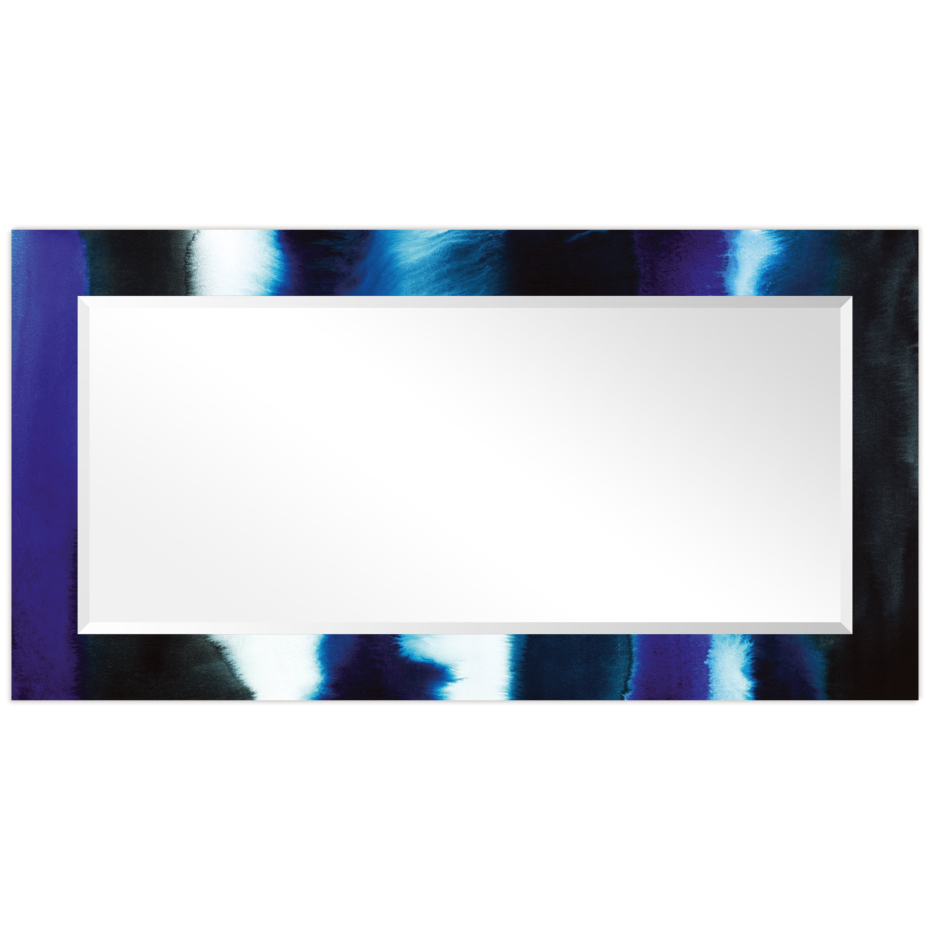 Empire Art Direct Run Off Rectangular Beveled Mirror on Free Floating Printed Tempered Art Glass - Clear - 54" x 28"