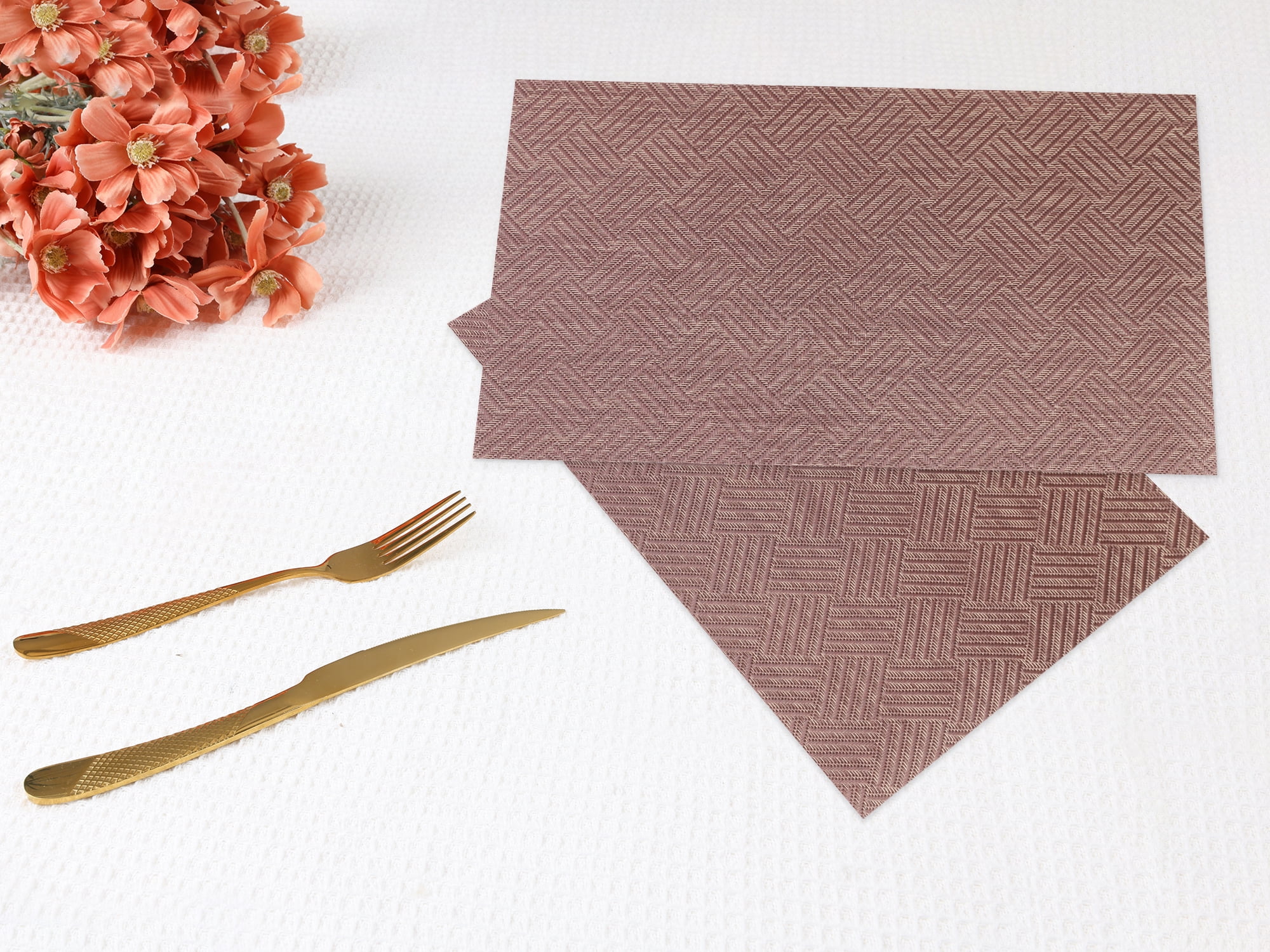 Unique Bargains 6 Pack Polyvinyl Chloride Placemats for Kitchen Dining Table Bronze