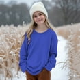 thumbnail image 3 of Ltctricy Children's Crew Neck Sweatshirts Boys Girls Long Sleeve Pullover Oversized Sweatshirts Casual Loose Fleece Tops(Blue,9-10 Years), 3 of 6