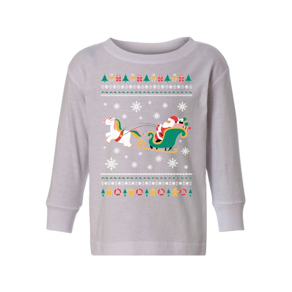 Awkward Styles Toddler Christmas Sweater Long Sleeve Toddler Christmas Shirt for Boys Girls Santa with Unicorn Sweater