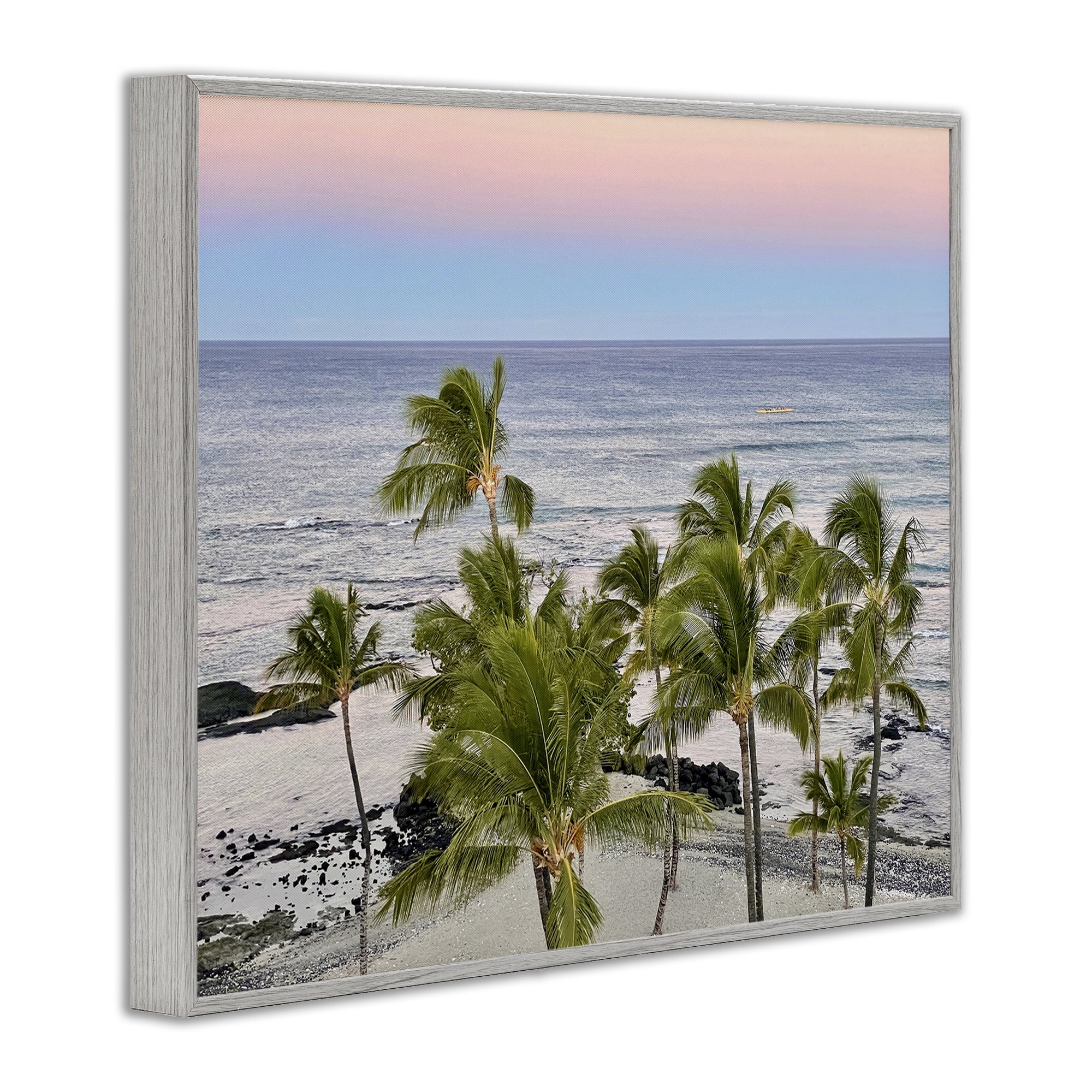 Stupell Industries Afternoon Palms Horizon Landscape Photography Gray Framed Art Print Wall Art, 14 x 11