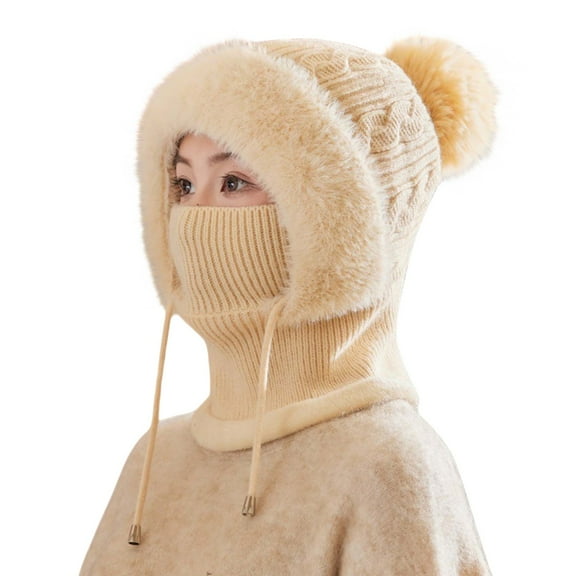 Niaviben with Visor Warm Hats for Women Winter Hats for Women Knit Hat Outdoor Cyclingf Ear Warm Cap Aviator Hat Warm Ear Beige1 A