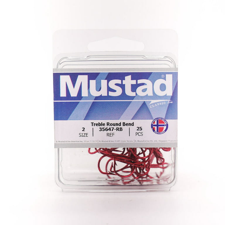Mustad 35647 Round Bend Treble (Size: 8, Pack: 25) [MUST35647:1814] - €4.64  : , Fishing Tackle Shop